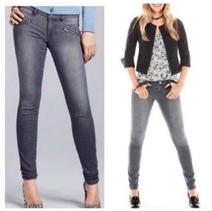 CAbi Skinny Washed Gray Jeans with Zipper Pockets
